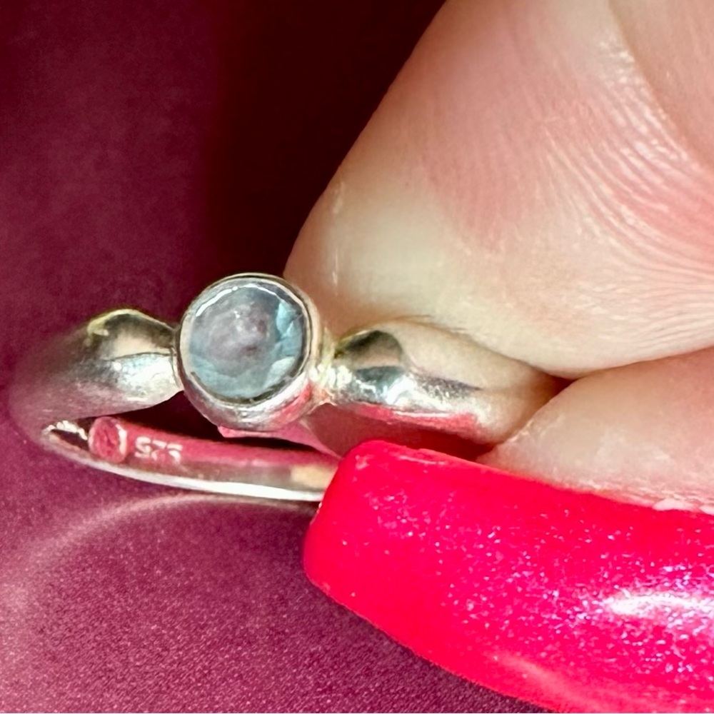Sterling Silver .925 Genuine Aquamarine Size 5 Dainty Ring